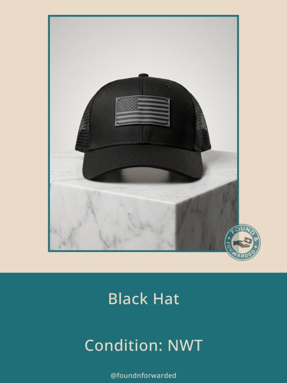 H3 Headwear Black American Flag Trucker Hat Mesh Snapback NWT OS